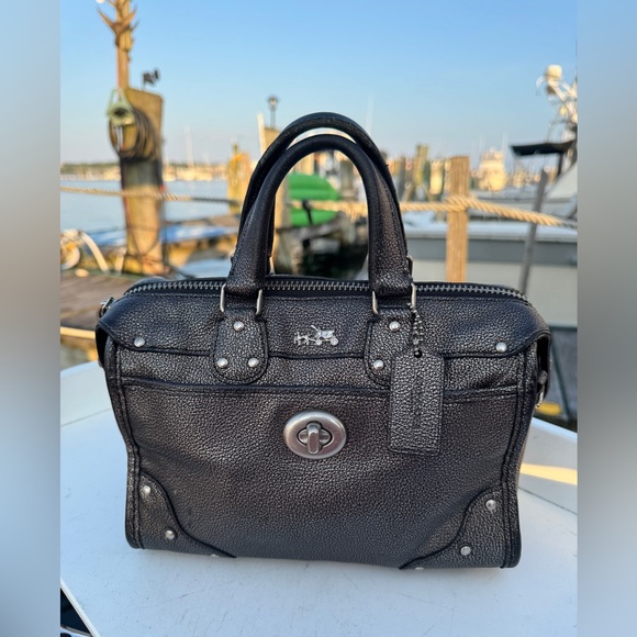 Coach | Bags | Coach Rhyder Metallic Leather Small Satchel | Poshmark